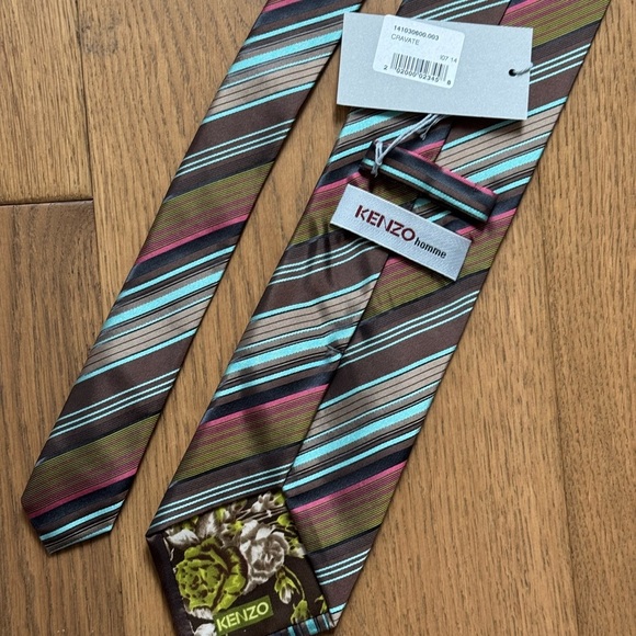 Kenzo Homme Men's Striped Silk Tie Made In Italy - NWT  - Multicolour - Picture 7 of 9